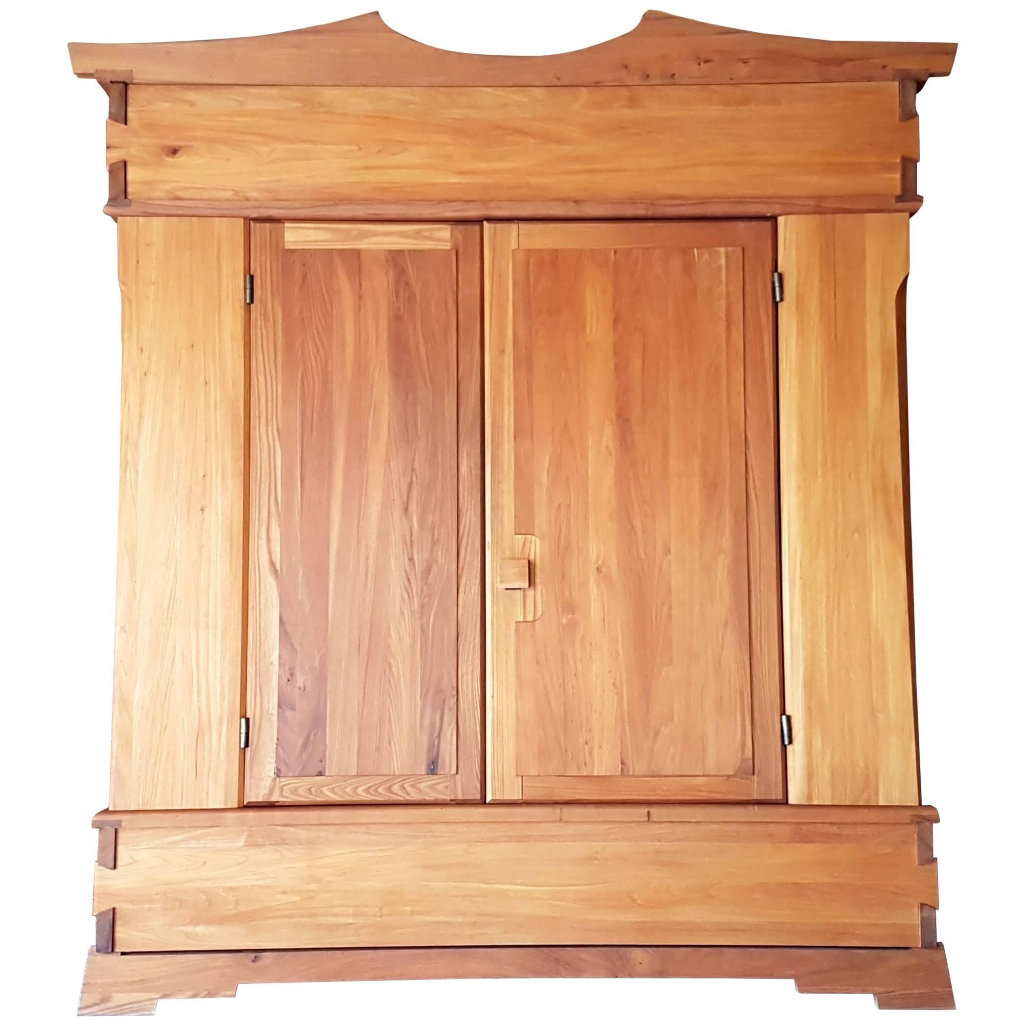 Monumental Wardrobe of Pierre Chapo R 02 B in French Elm of 1970 For Sale