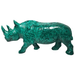 Very Large Solid Malachite Rhino