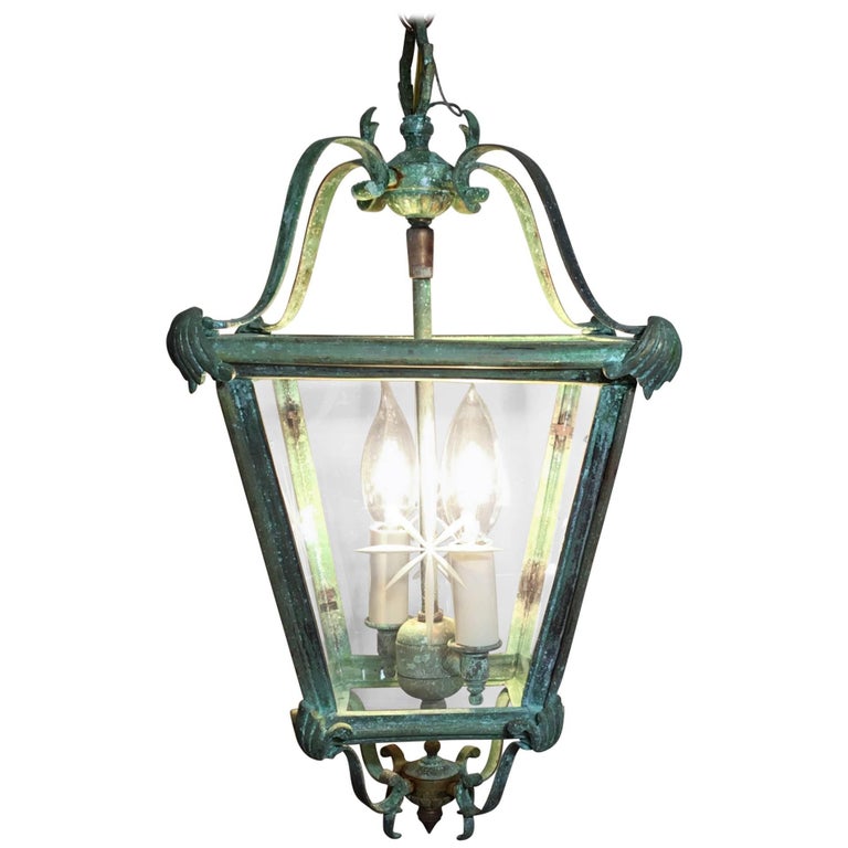 Bronze and Brass Hanging Lantern at 1stdibs