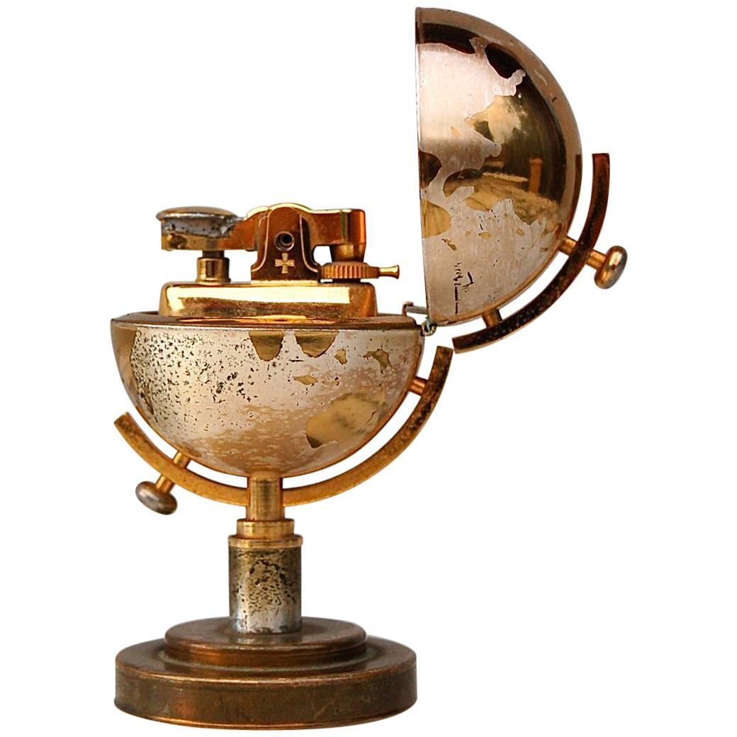 Mid-20th Century Brass Globe Cigarette Lighter