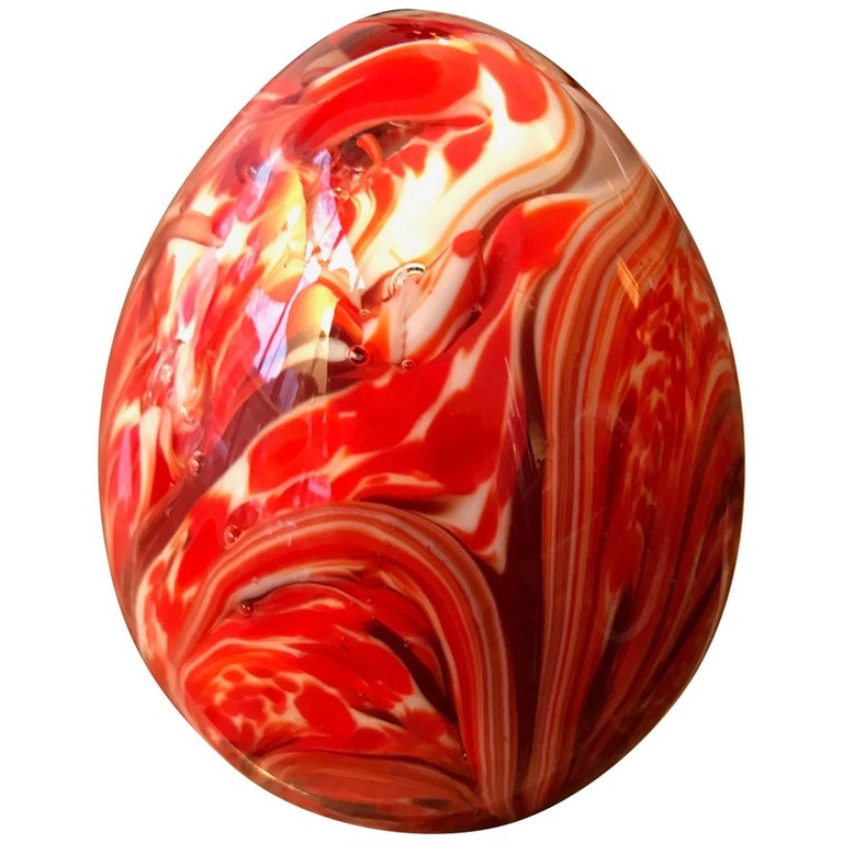 Large Egg Shaped Murano Art Glass Swirl Paperweight at 1stDibs