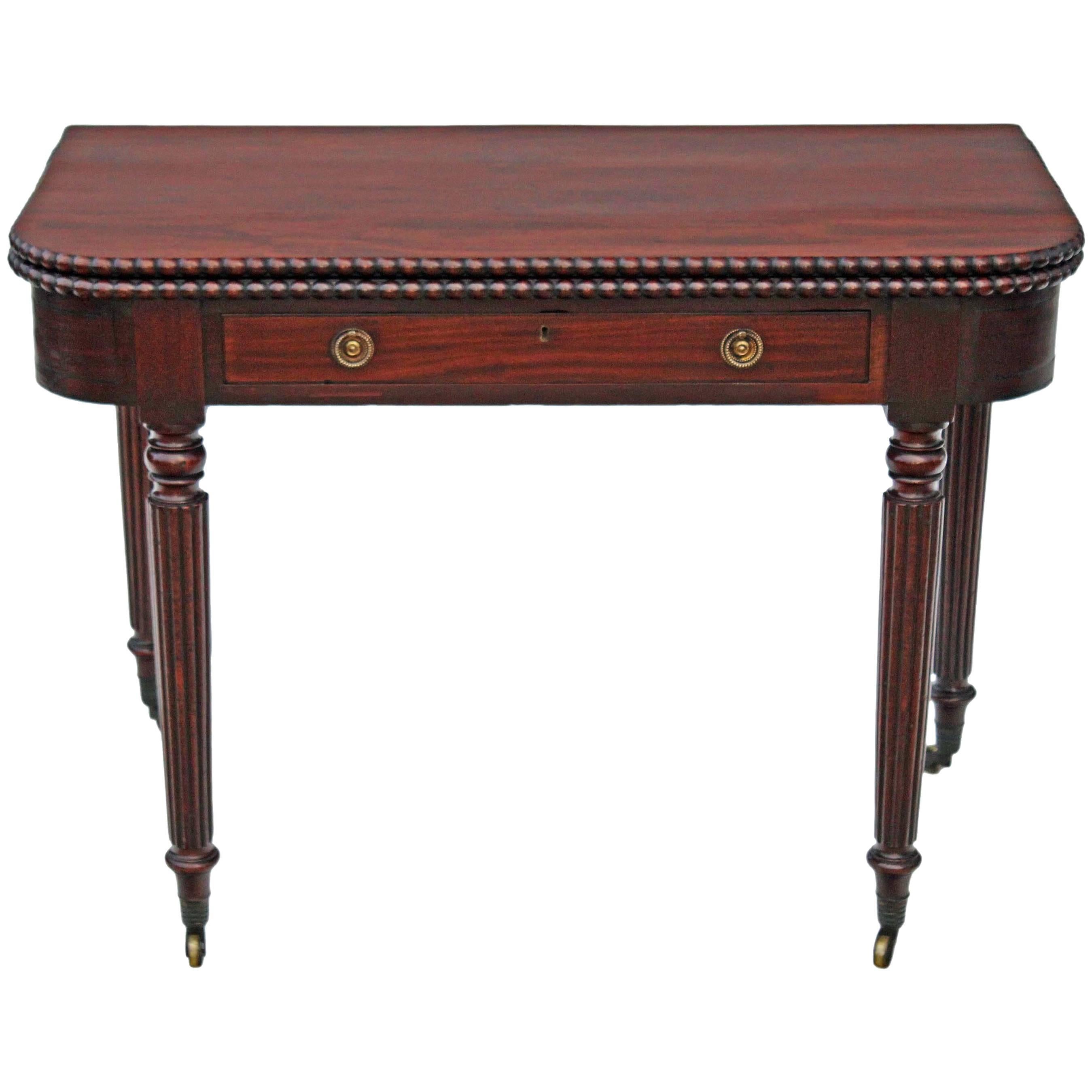 Antique Quality Victorian Mahogany 19th Century Folding Card Tea Table Console For Sale