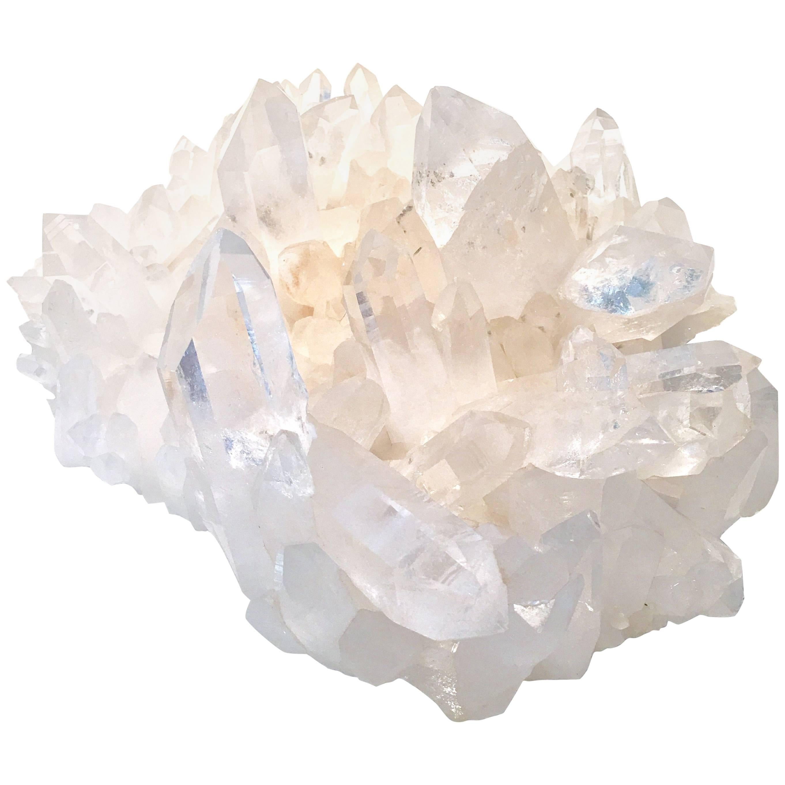 Organic Rock Crystal Gem Quartz Sphere & Cluster Matrix Specimen Sculpture
