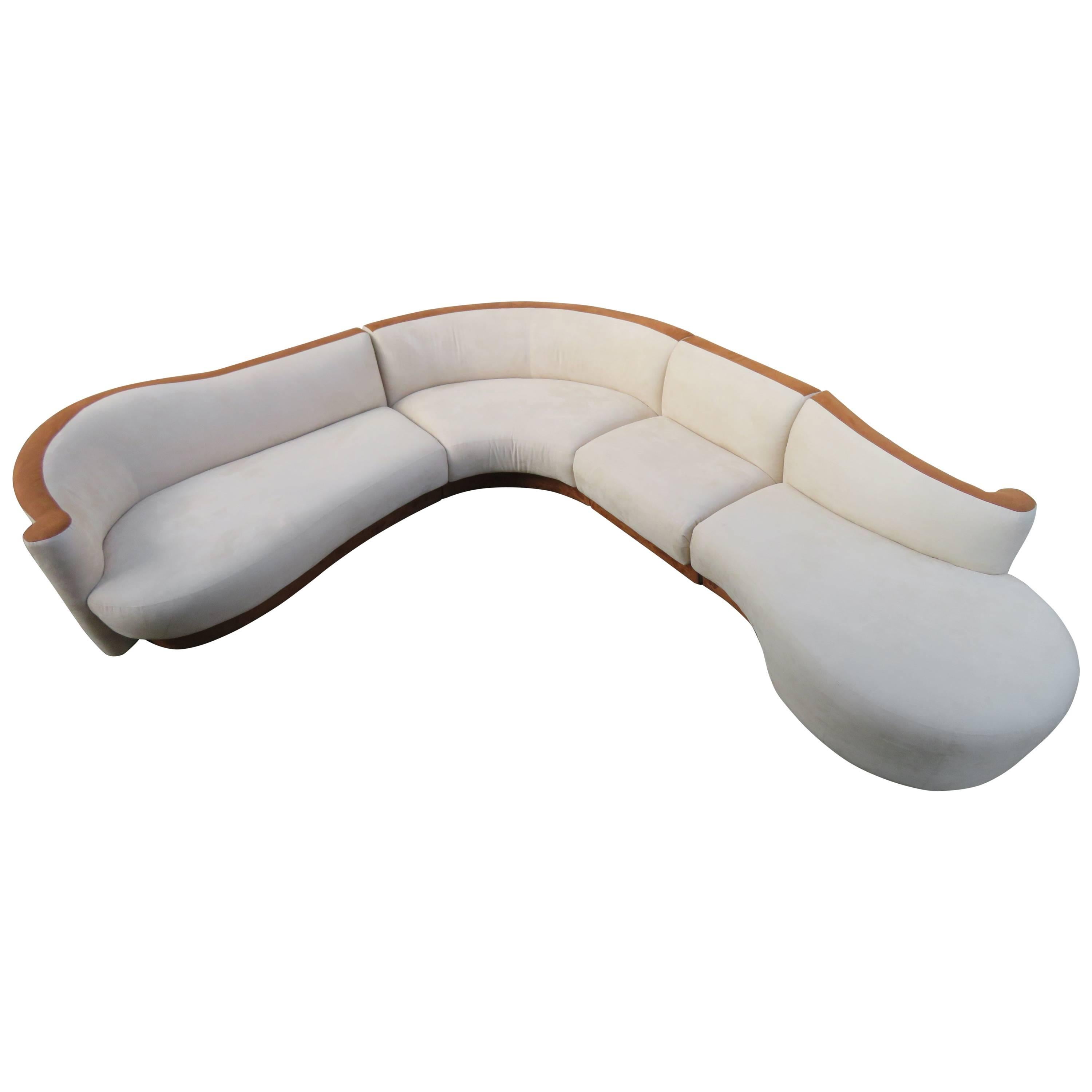 Four-Piece Curved Serpentine Sectional Sofa Weiman