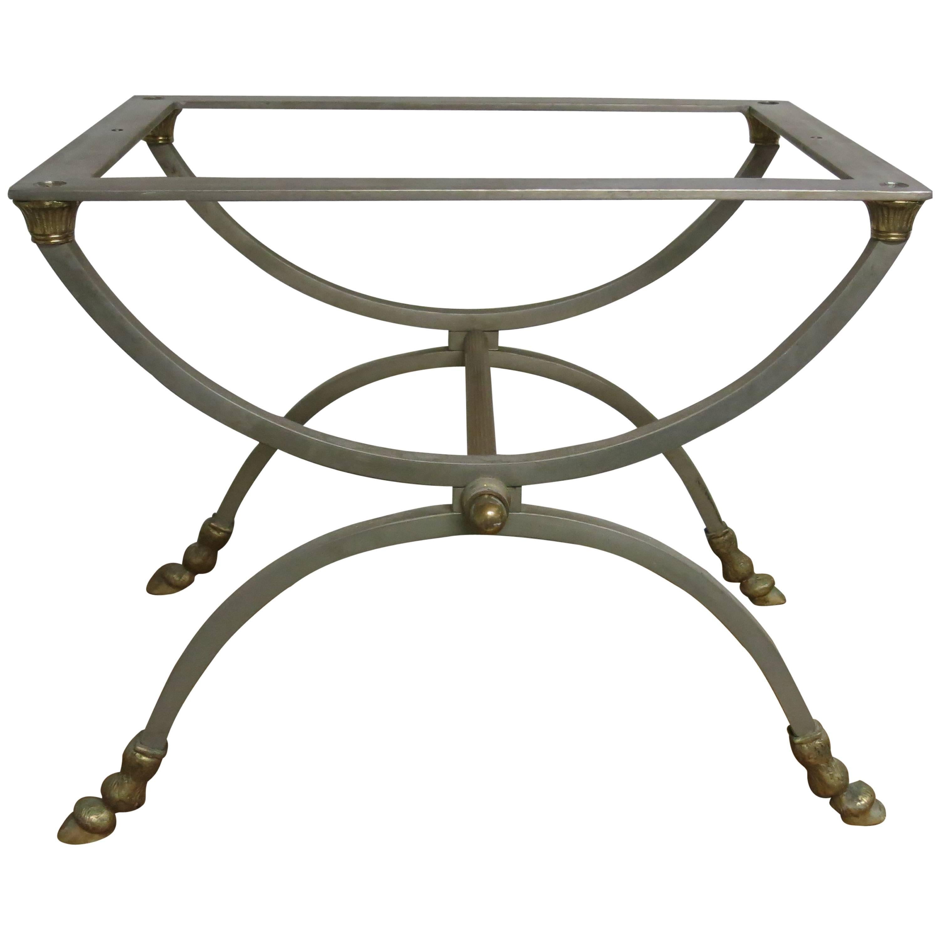 Vintage Italian Brass and Chrome Bench or Stool For Sale