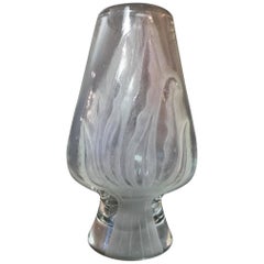 Glass Vase "Rose of Lidice" Blown, Engraved, Carved in Relief Signed Dated 1980