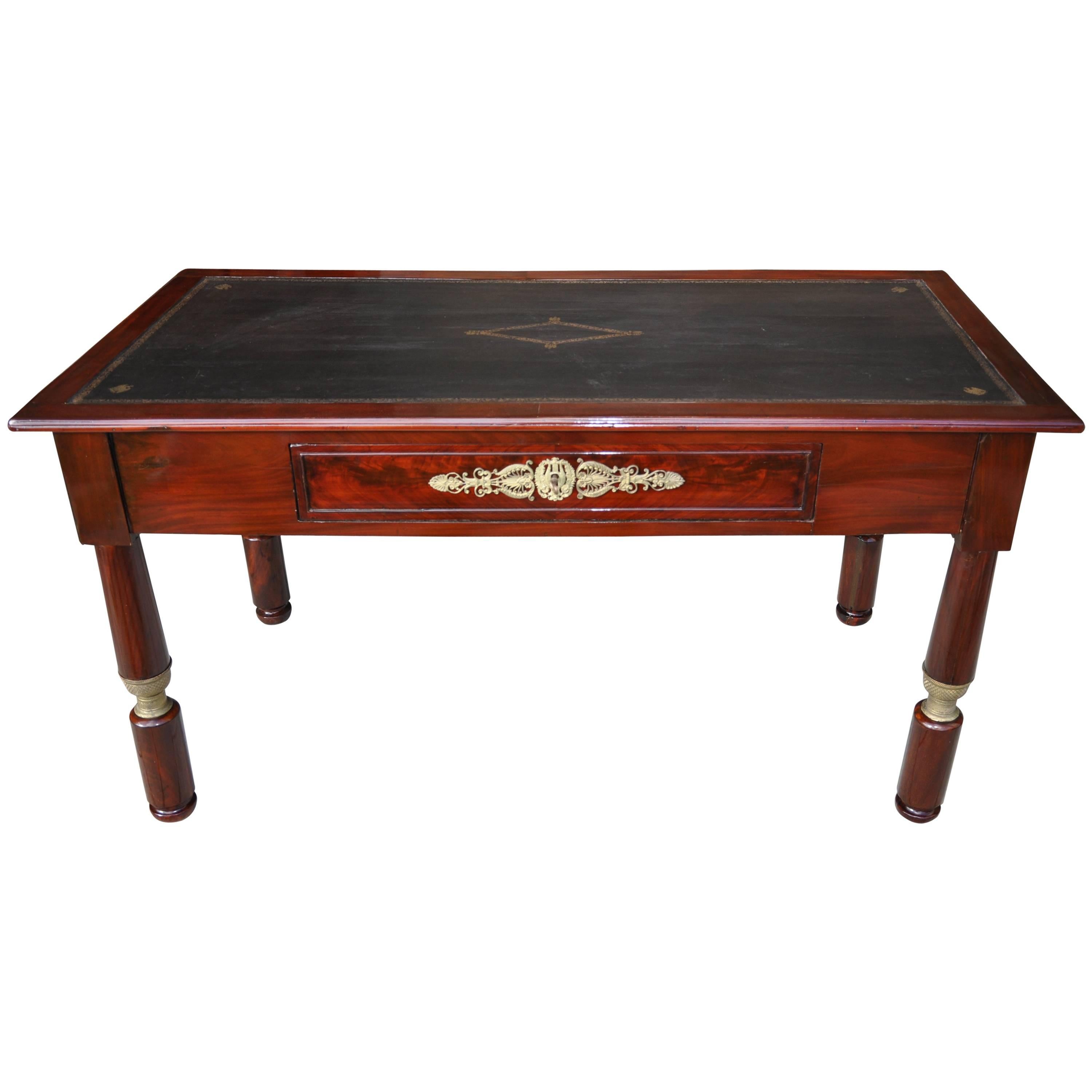 19th Century Writing Desk in Empire Style Enriched with Gold Bronze Parts For Sale