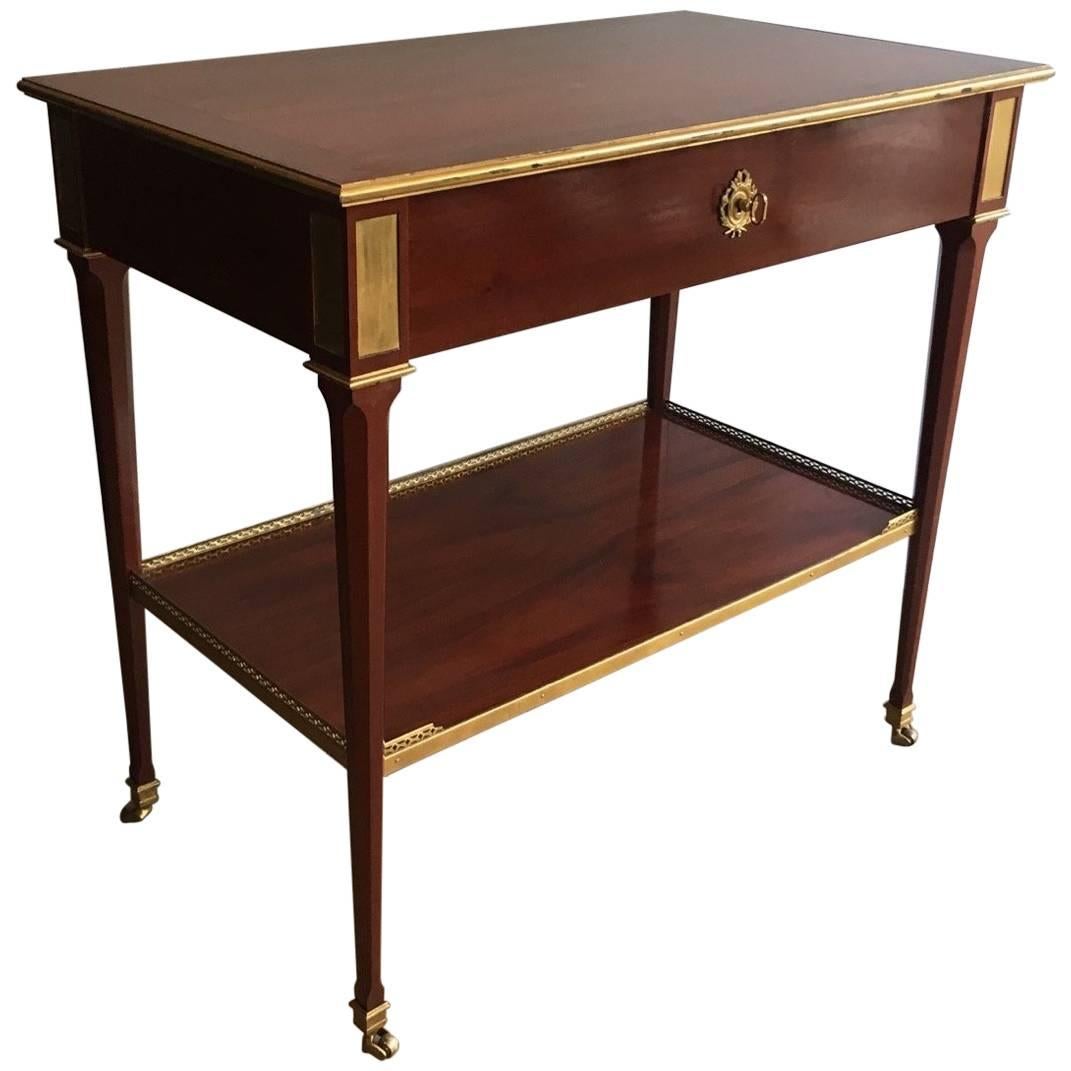 Mahogany and Brass Console Table Attributed to Maison Jansen For Sale