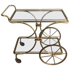French Brass Bar Cart by Maison Baguès