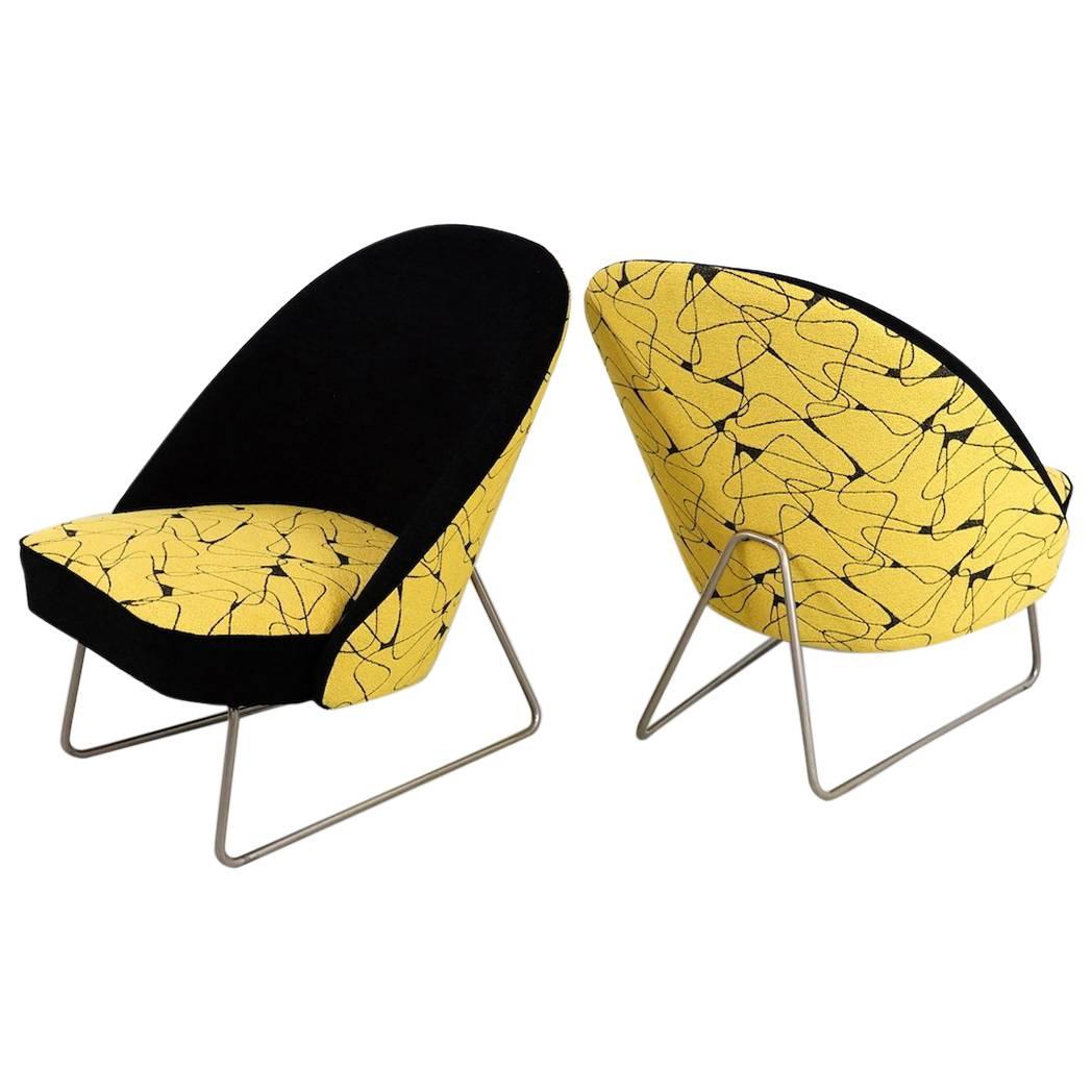 Ultra Rare Yellow and Black Upholstered Artifort 115 by Theo Ruth, 1958 For Sale