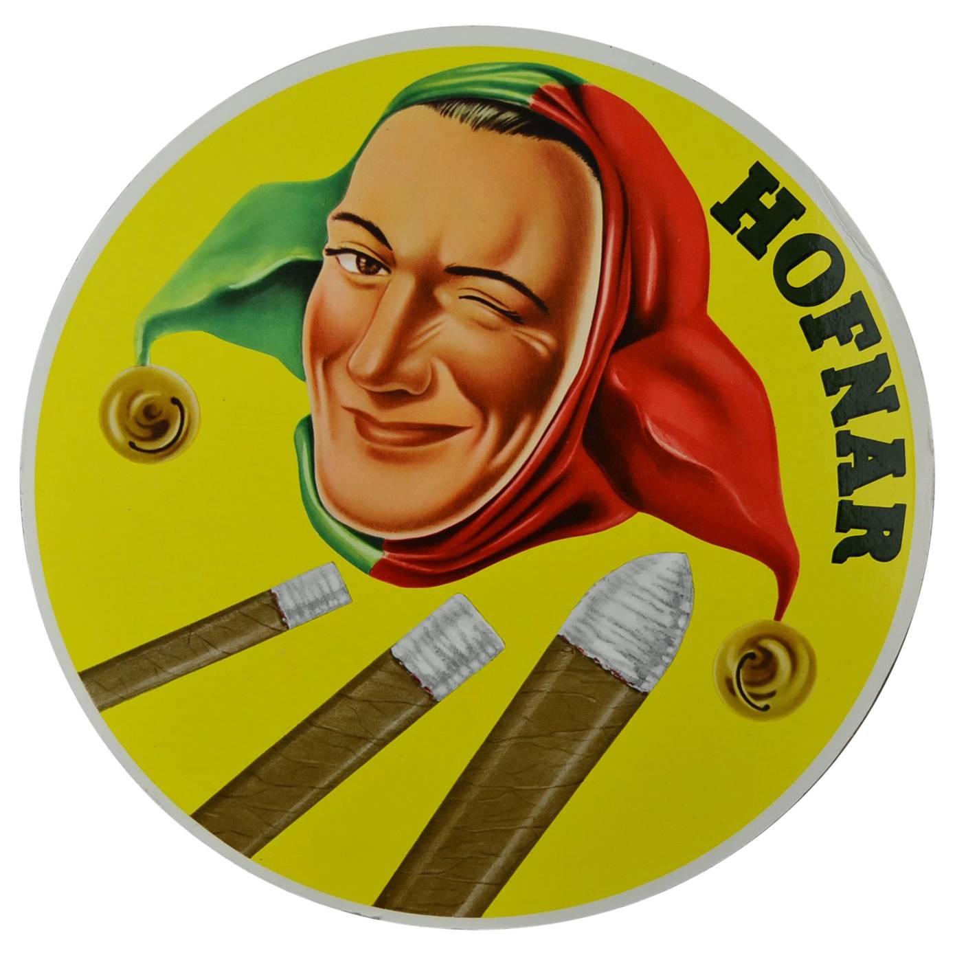 1950s Hofnar Cigars Advertising Display Sign with Jester