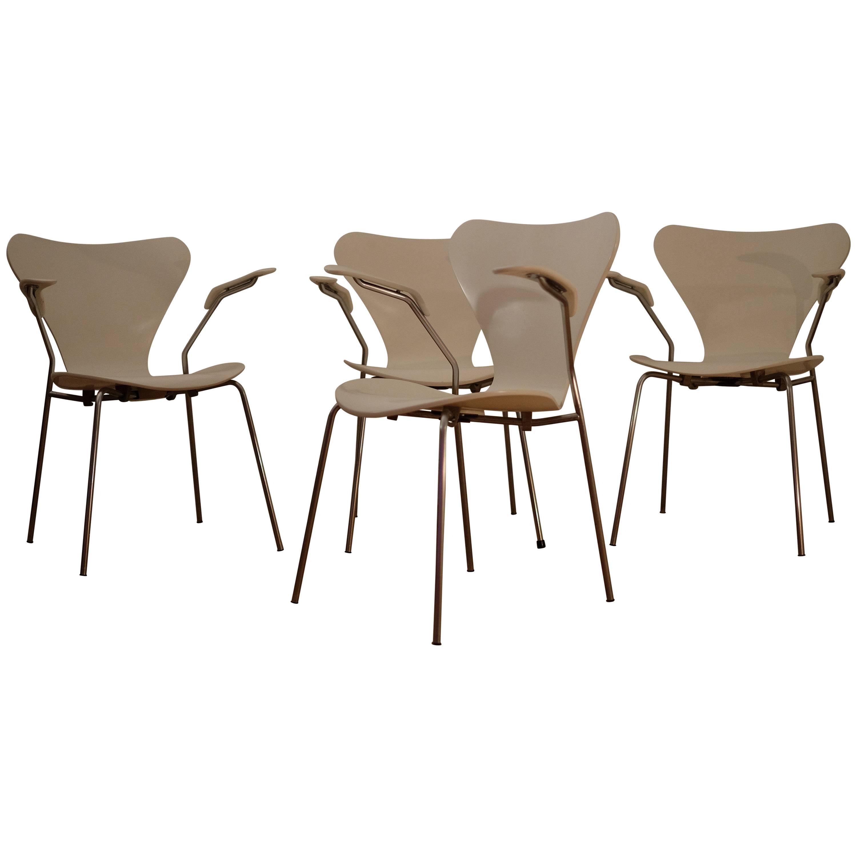 Arne Jacobsen Set of Four Armchairs, Model 'Seven'