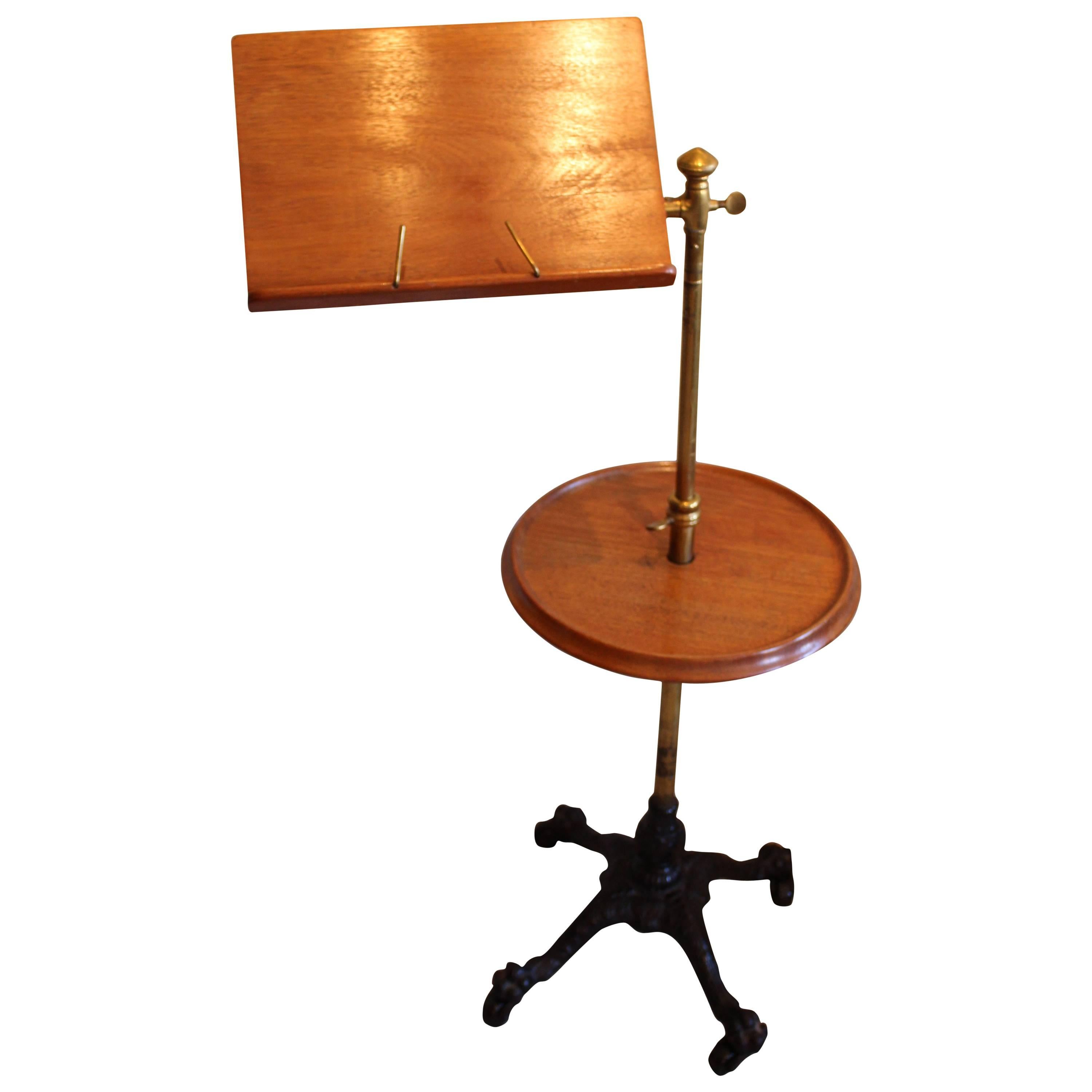 Victorian Mahogany, Brass and Cast Iron Music Stand