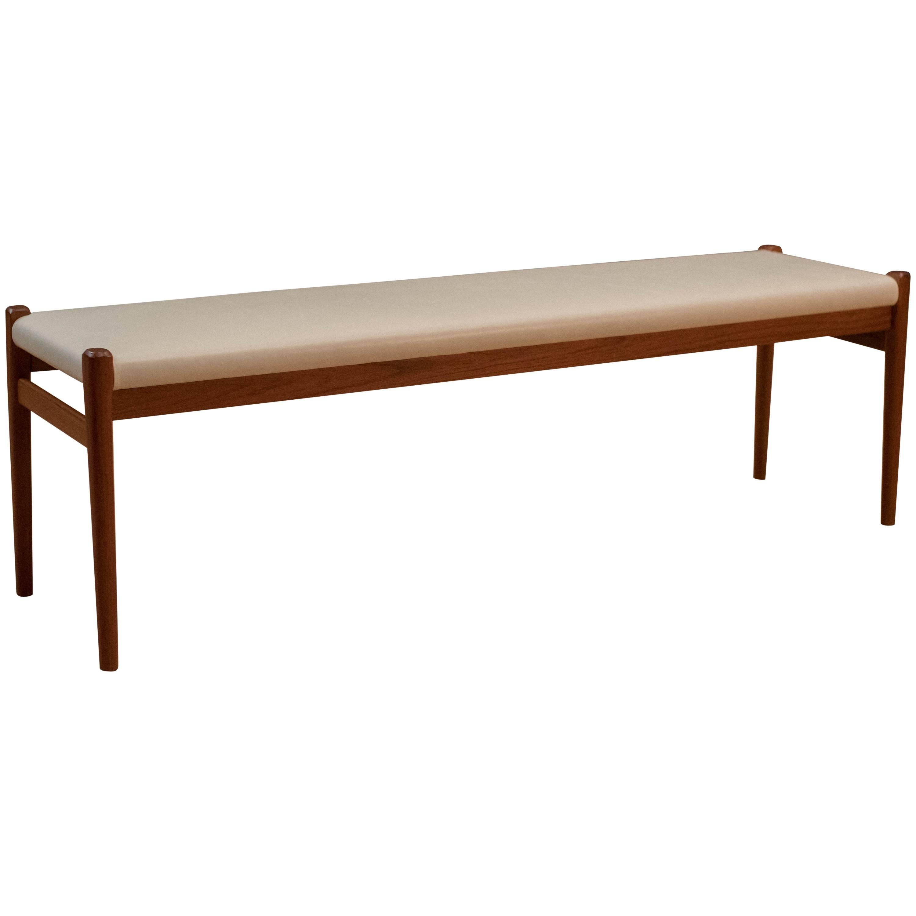 Mid Century Teak and Leather N.O. Moller Bench