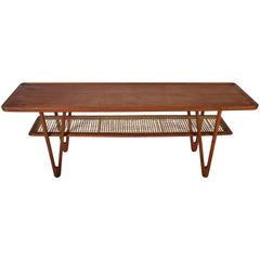 Midcentury Danish Teak and Cane Coffee Table by Kurt Østervig
