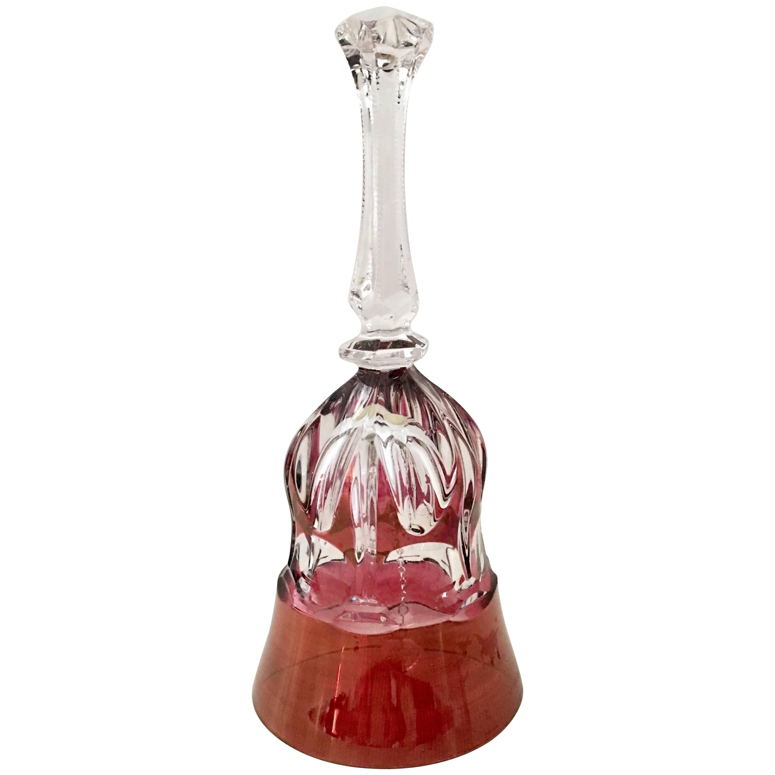 20th Century German Crystal Ruby Cut to Clear Dinner Bell For Sale