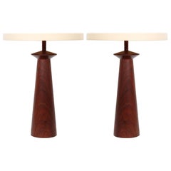 Pair of Walnut Table Lamps by Martz