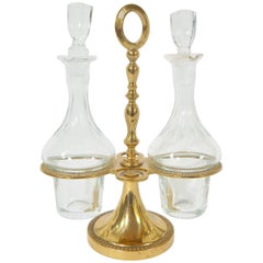 Vintage Italian Brass and Glass Cruet Set