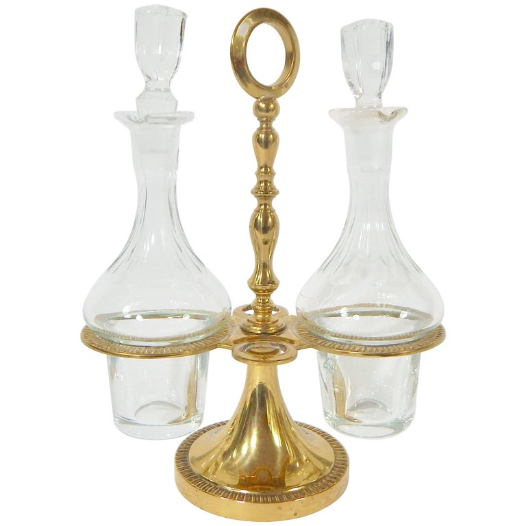 Italian Brass and Glass Cruet Set at 1stDibs