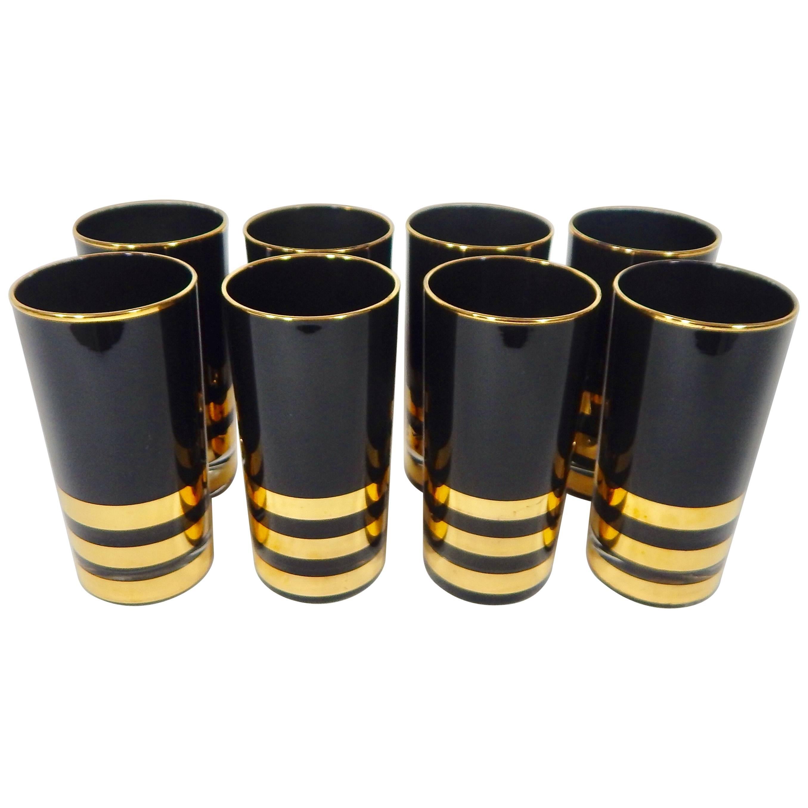 Black and Gold Glasses Set of Eight