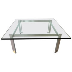 Modernist Square Chrome and Glass Coffee Table