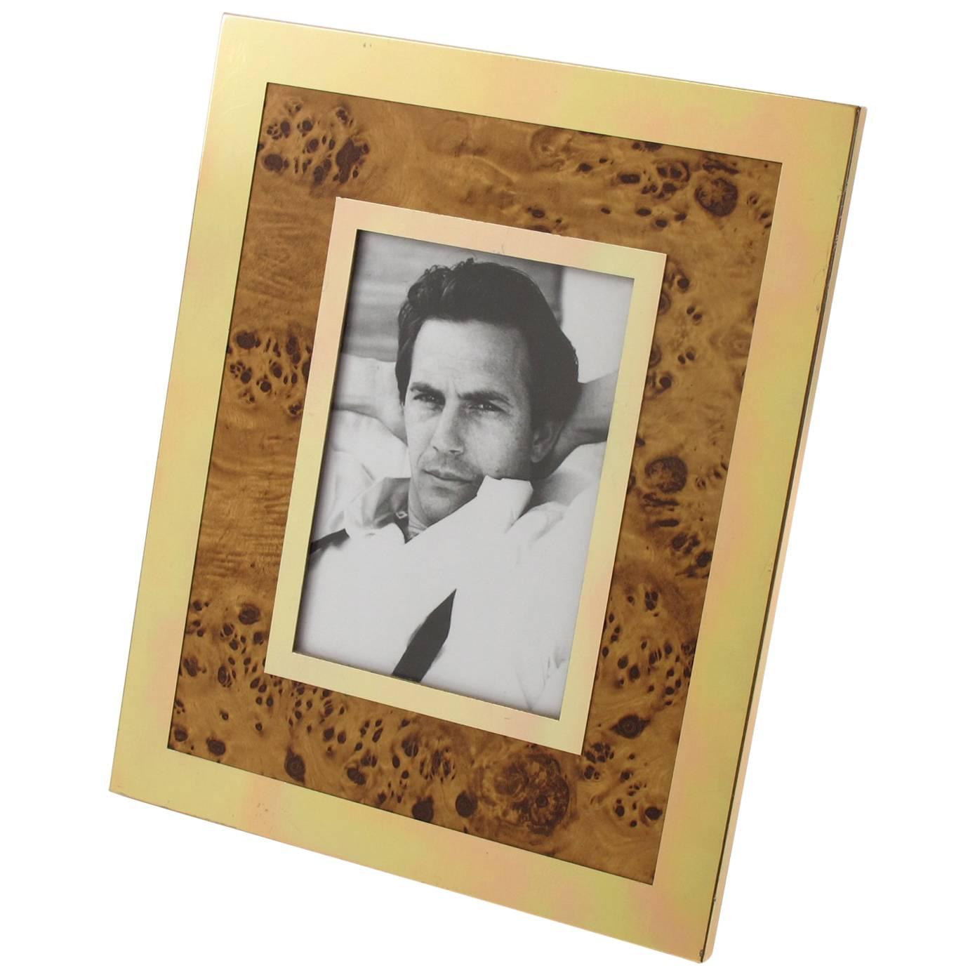 Modernist Aluminum & Wood Picture Photo Frame in the manner of Willy Rizzo 