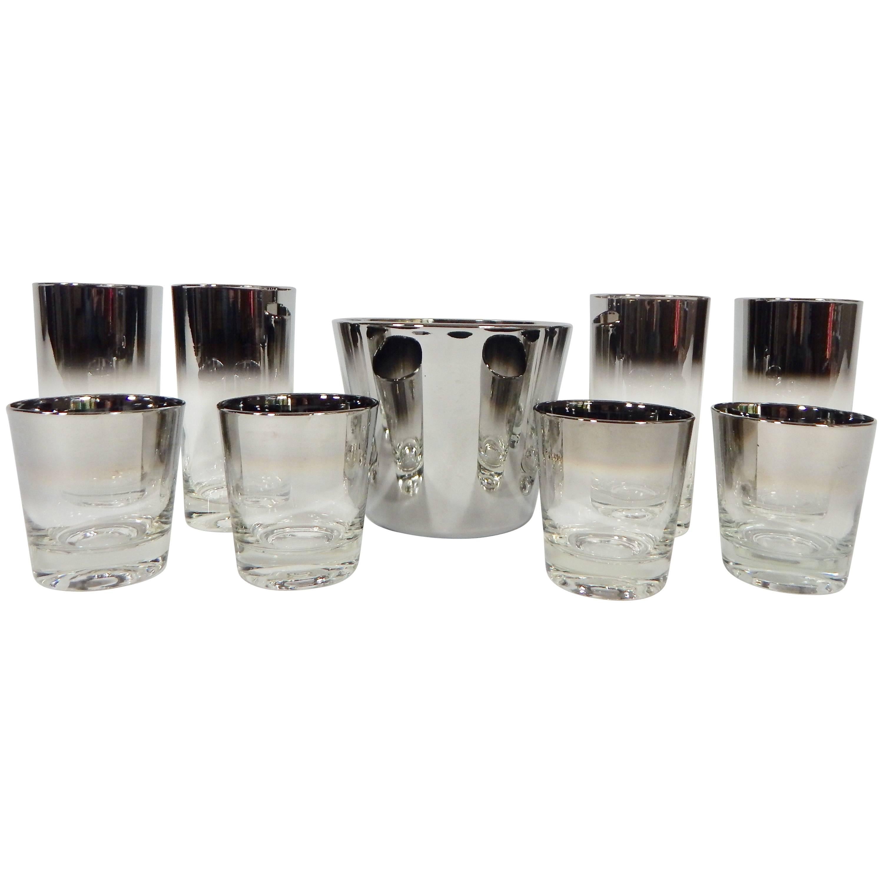 1960s Set of Bar Glassware Attributed to Dorothy Thorpe, Nine Pieces
