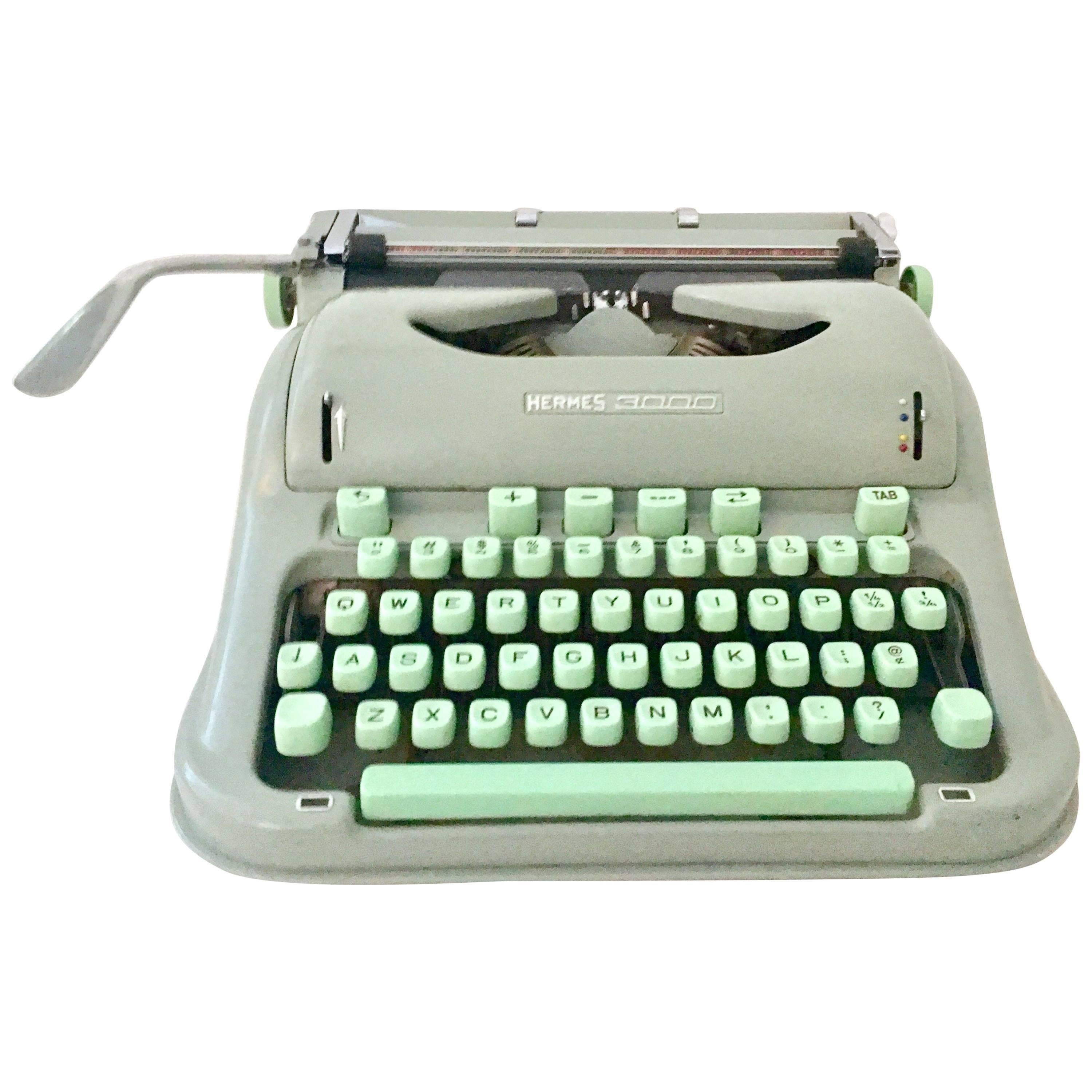 1950s Switzerland Hermes Green "3000" Typewriter