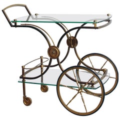 Midcentury Glass and Brass Drinks Cart