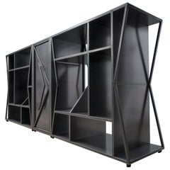 Modern Steel Etagere Cabinet Trio, Meridian Modular Credenza by Force/Collide