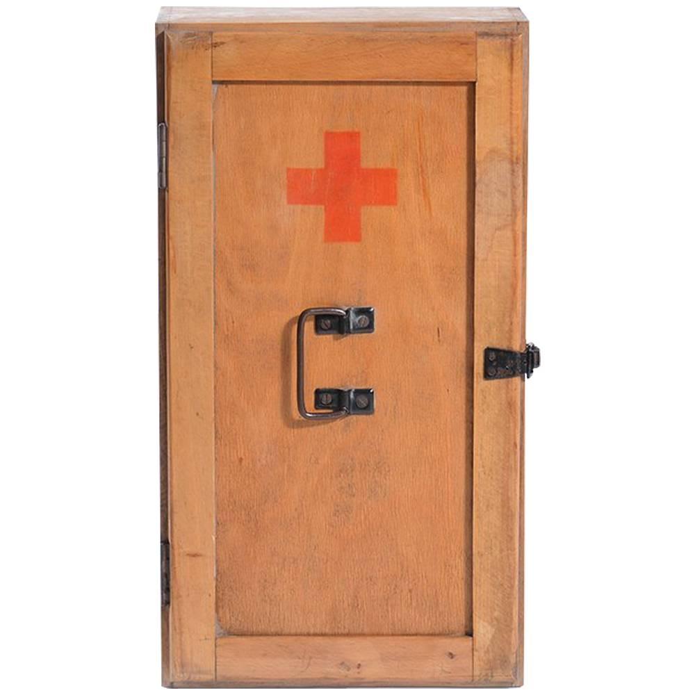 First Aid Cabinet in Wood, Czechoslovakia, 1970