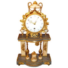 French Louis XVI Period Marble and Ormolu Portico Clock "at the Temple", 1780