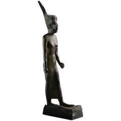Large Ancient Egyptian Bronze Statuette of the Goddess Neith, 664 BC