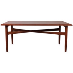 Danish Midcentury Solid Teak Coffee Table with Crossed Legs