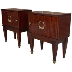Pair Of Mahogany And Brass Bedside Tables French Design