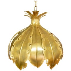 Brutalist Flower Shaped Brass Pendant Light by Holm Sorensen & Co, Denmark