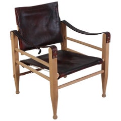 Børge Mogensen Oak and Leather Safari Chair Model 2221