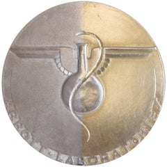 Machine Age Art Deco Raymond Loewy Medallion, Abbott Labs 50th Anniversary