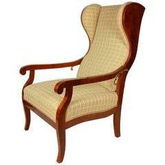 Antique Large Biedermeier Declining Wing Chair, circa 1820