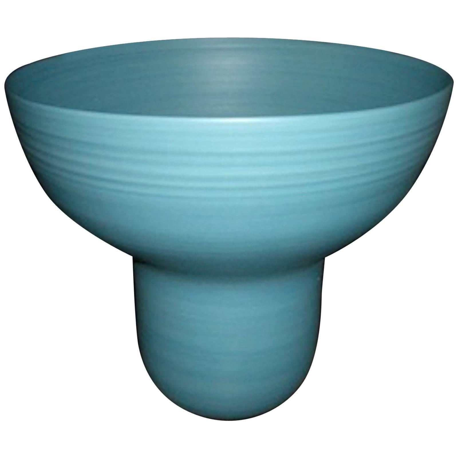 Turquoise Fine Ceramic Vase, Italy, Contemporary