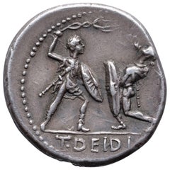 Ancient Roman Republican Gladiator Denarius, 113 BC