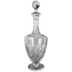 Antique Wine Carafe in Blown and Engraved Crystal, 19th Century