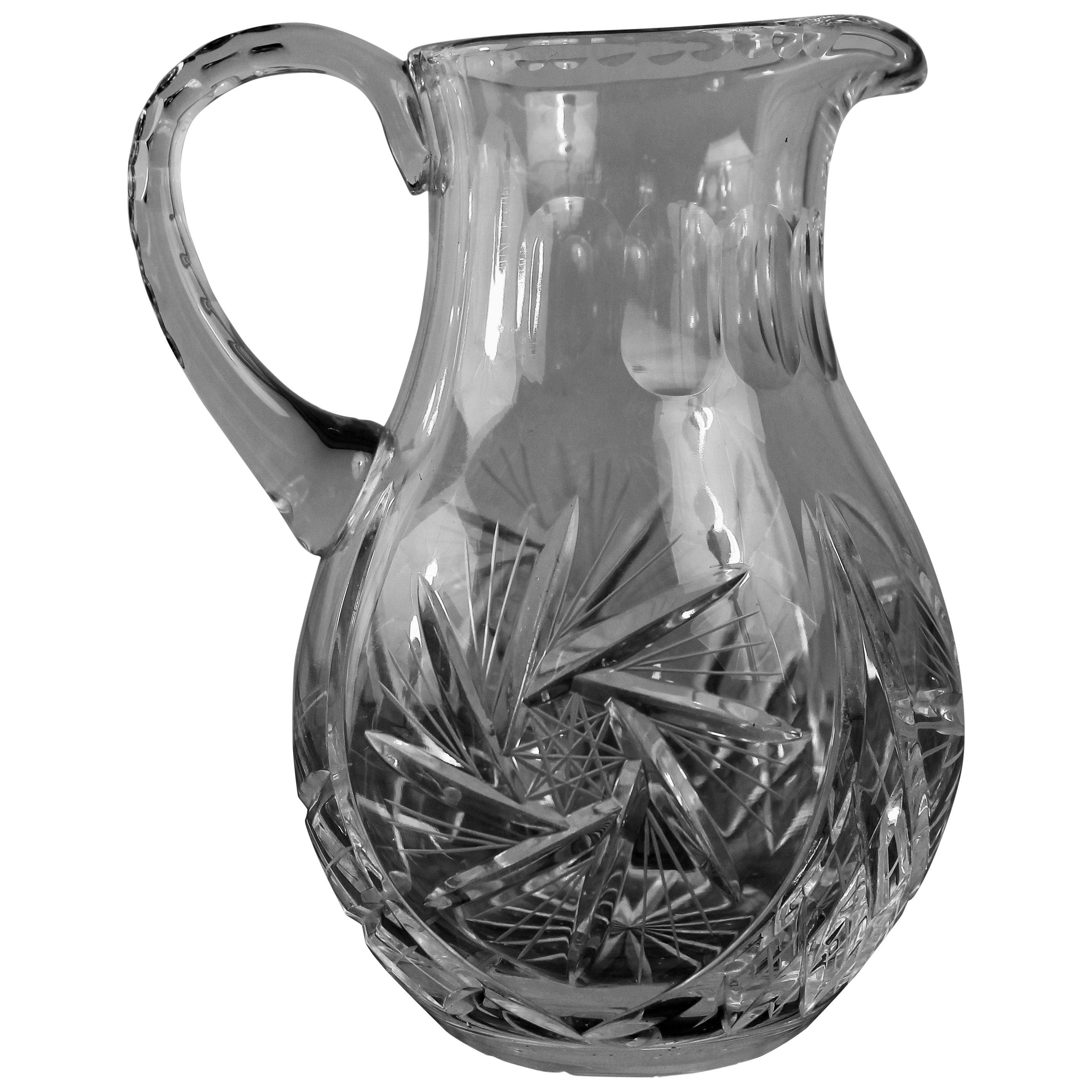 Signed Hawkes ABP Cut Crystal Pitcher/ Gorham Sterling Mount For Sale