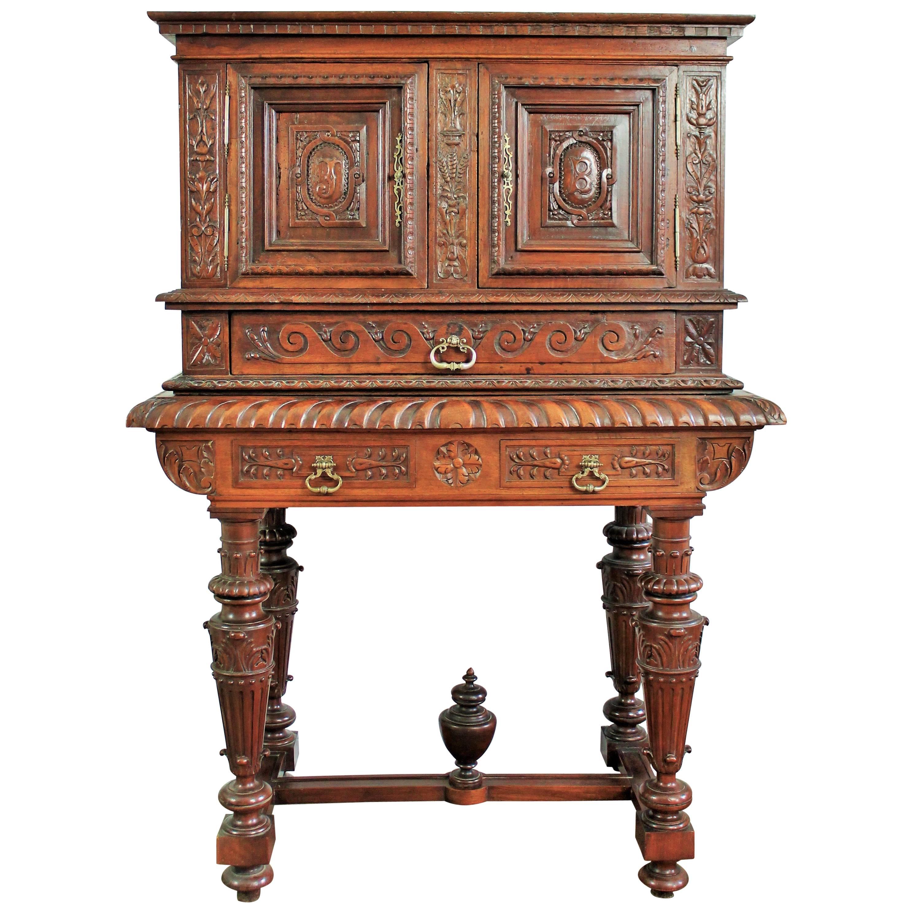 19th Century Renaissance Revival Cabinet Richly Hand-Carved