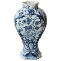 18th Century Octagonal Baluster Delft Vase