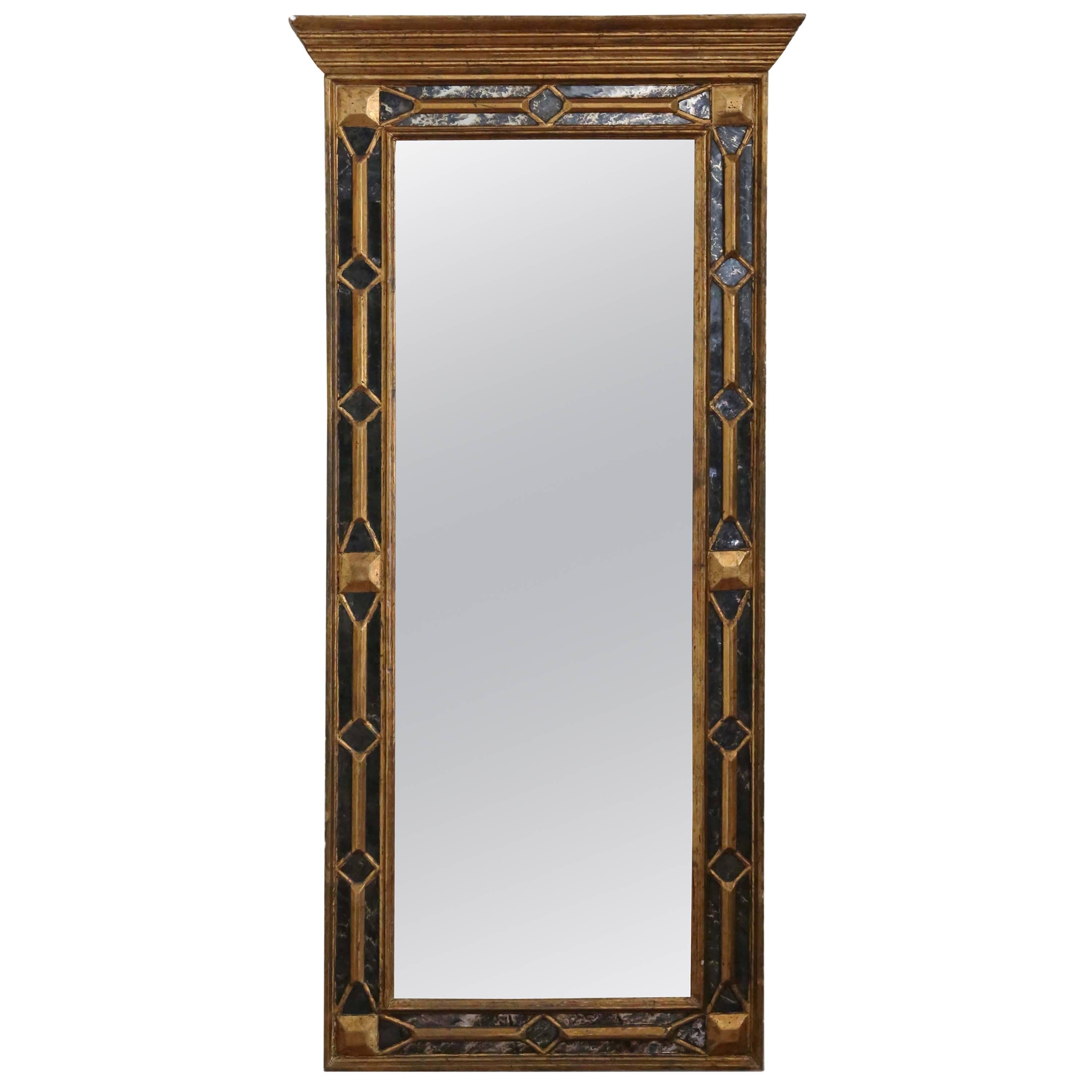 Antique Large Quality Victorian Full Length Gilt Hall Wall Mirror For Sale