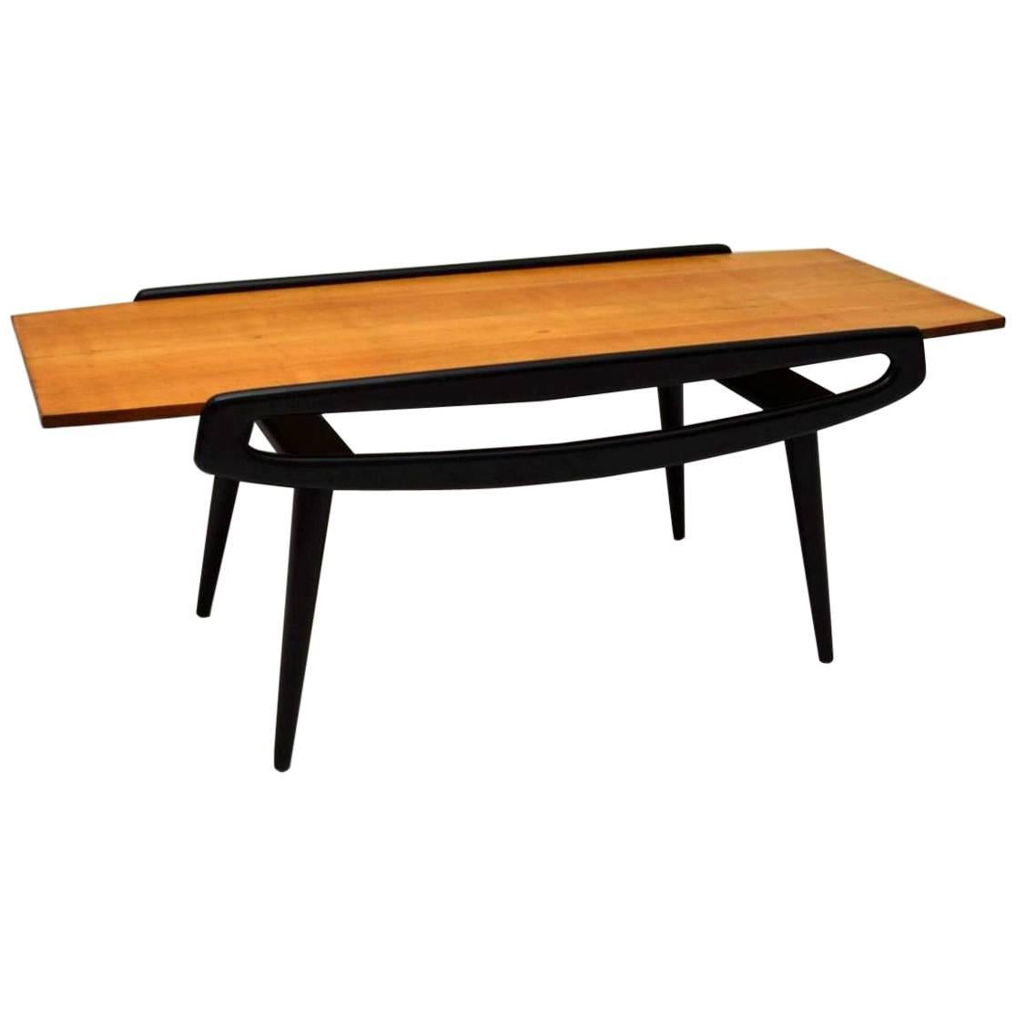 Vintage 1950s, Italian Coffee Table in Sycamore and Ebonized Wood