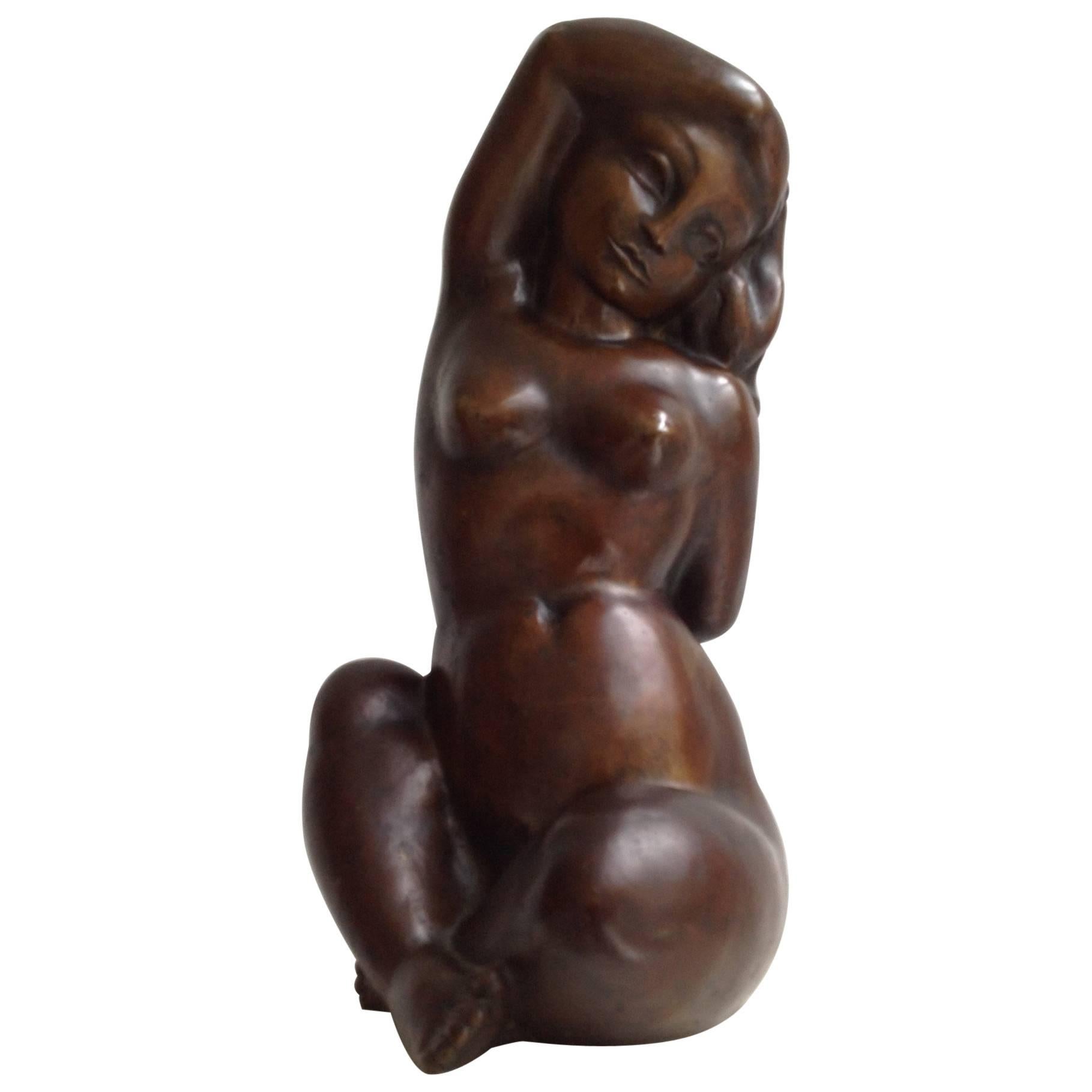 Sculpture of a Female Nude, Bronze Byjohan Polet (1894-1971), Amsterdam School For Sale