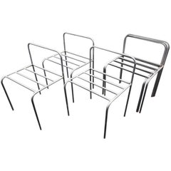 Retro Set of Six Stackable Metal Chairs