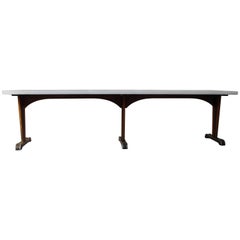 Midcentury Large Wooden French Bistro Dining Table 20th Century Concrete Top